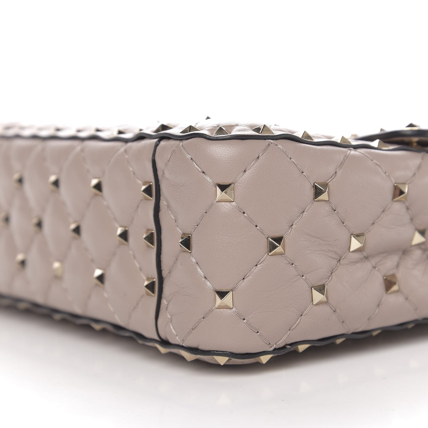 Lambskin Medium Rockstud Spike Shoulder Bag Poudre