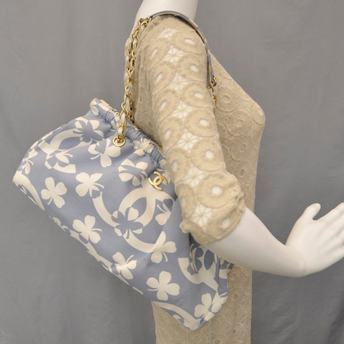 Canvas CC Clover Print Bag Blue