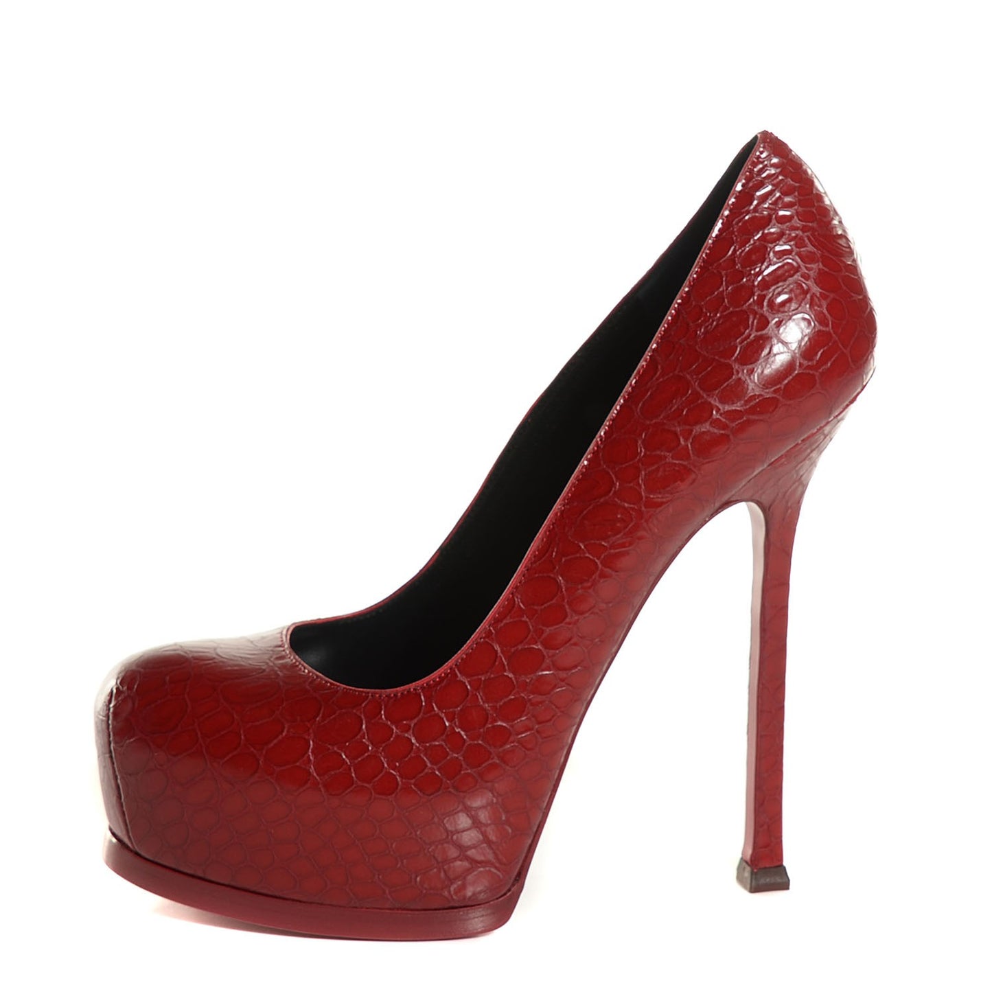 Calfskin Crocodile Embossed Tribute Two 105 Platform Pumps Rouge Orient