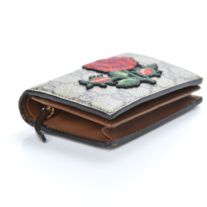 Gucci GG Supreme Monogram Rose Embroidered Print Card Case 7 of 8