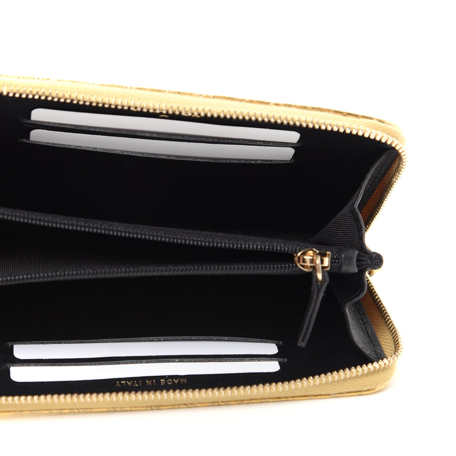 Chanel Metallic Calfskin Crocodile Embossed Small Zip Wallet Gold 5 of 8