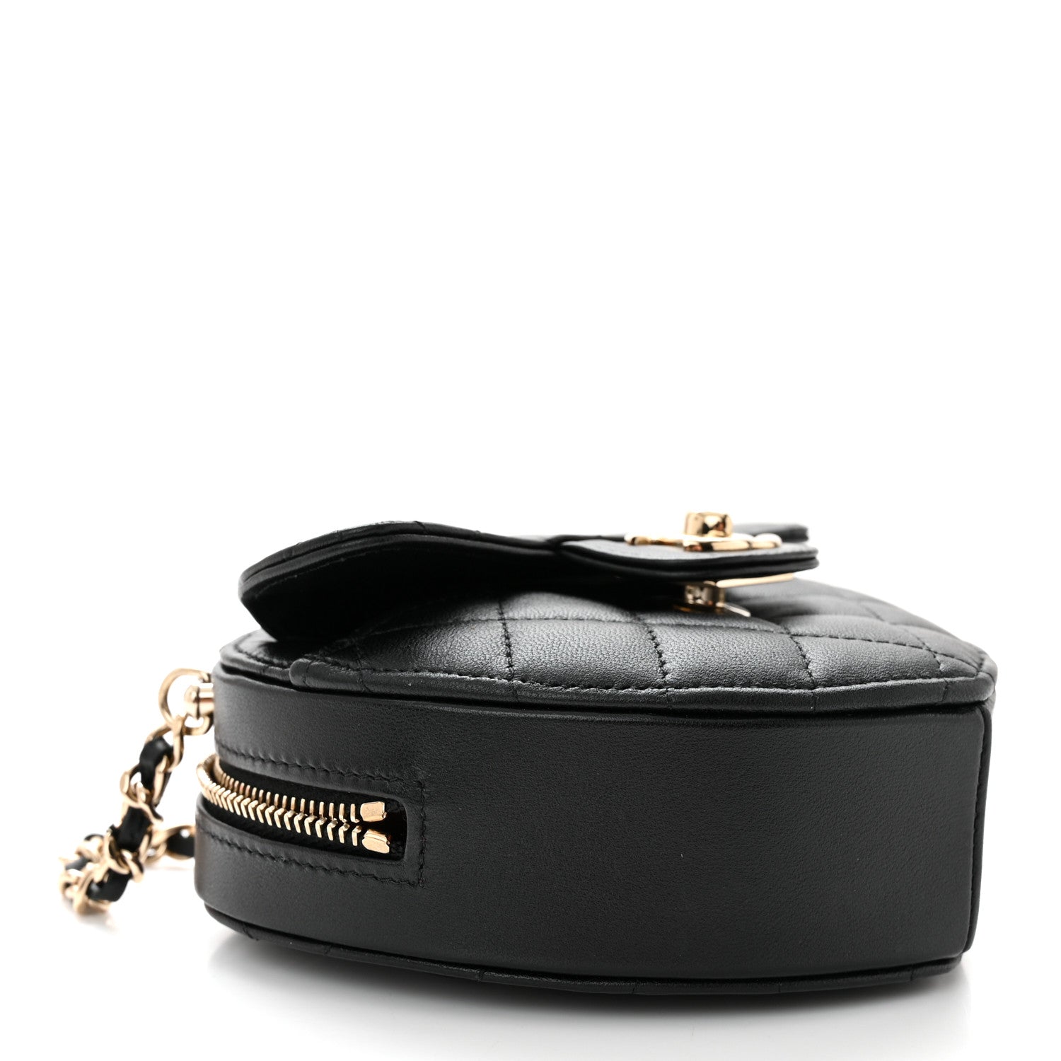 Chanel Lambskin Quilted CC In Love Heart Clutch With Chain Black 4 of 11
