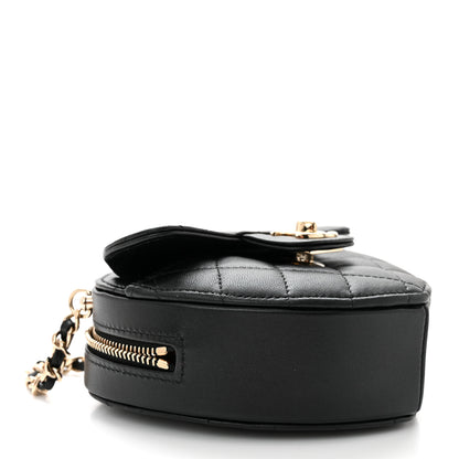 Chanel Lambskin Quilted CC In Love Heart Clutch With Chain Black 4 of 11