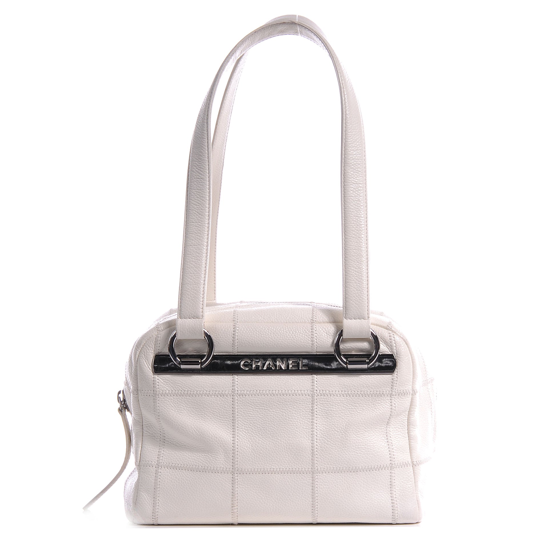 Chanel Leather Square Stitched Bowler White 1 of 8