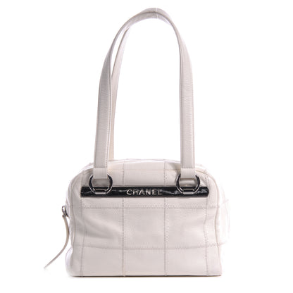 Chanel Leather Square Stitched Bowler White 1 of 8