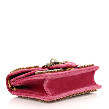 Gucci Velvet Crystal Mini Bee Broadway Shoulder Bag Light Raspberry Rose 4 of 13