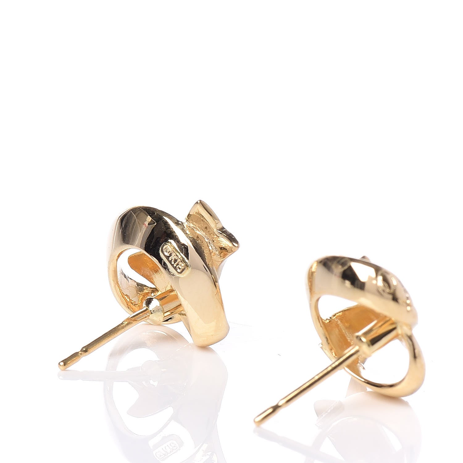 Mikimoto 18K Yellow Gold Engraved Ribbon Earrings 3 of 4