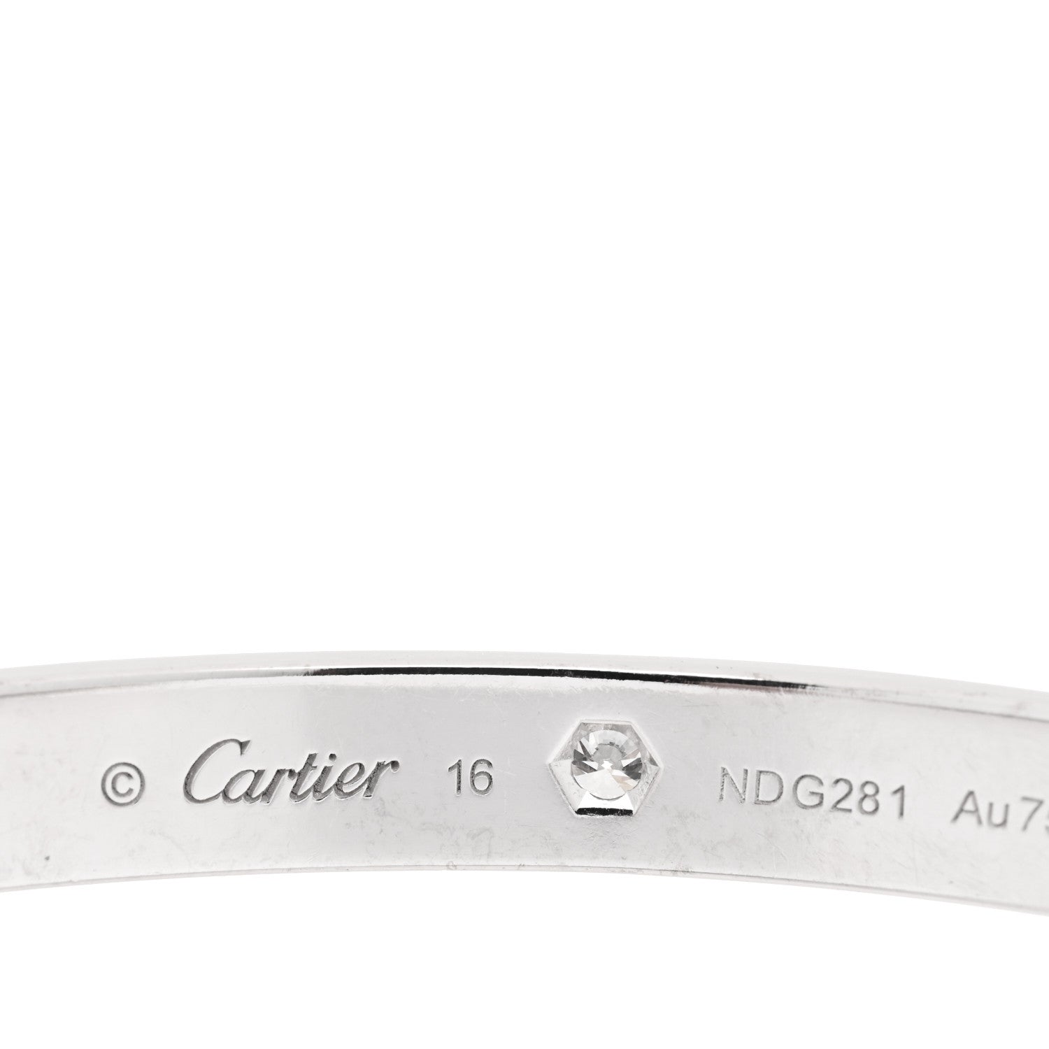 Cartier 18K White Gold 1 Diamond LOVE Cuff Bracelet 16 3 of 3