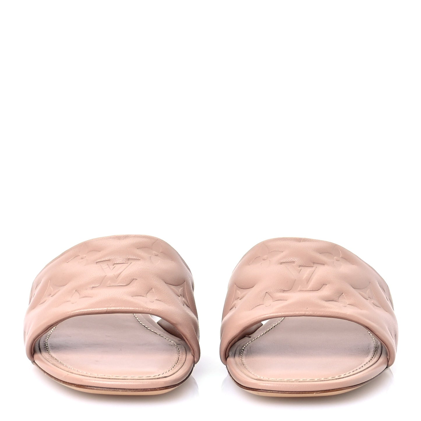 Lambskin Embossed Monogram Revival Flat Mules 38 Beige