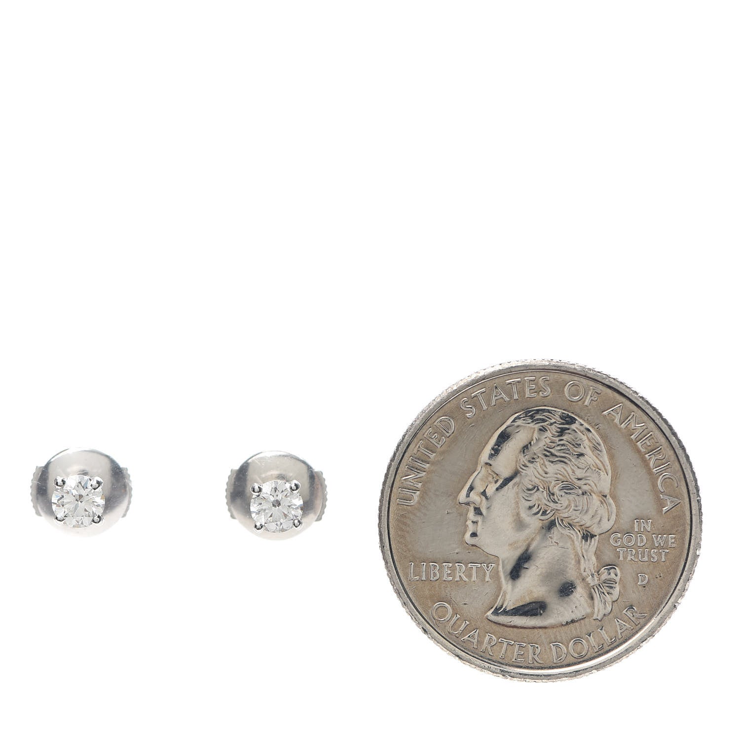 Cartier 18K White Gold Diamond .46ctw Solitaire Earrings 2 of 7