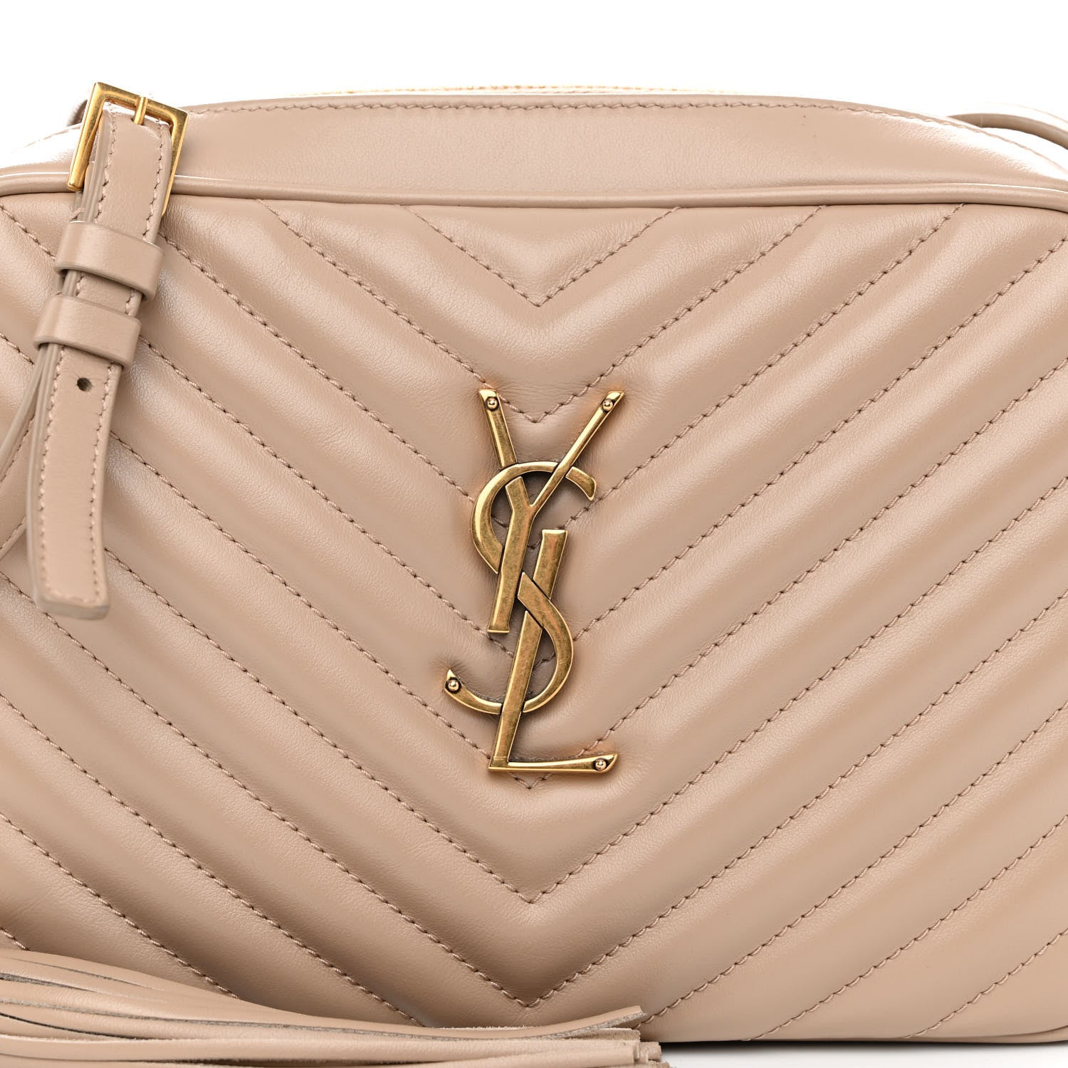 Saint Laurent Calfskin Matelasse Monogram Lou Camera Bag Dark Beige 7 of 10