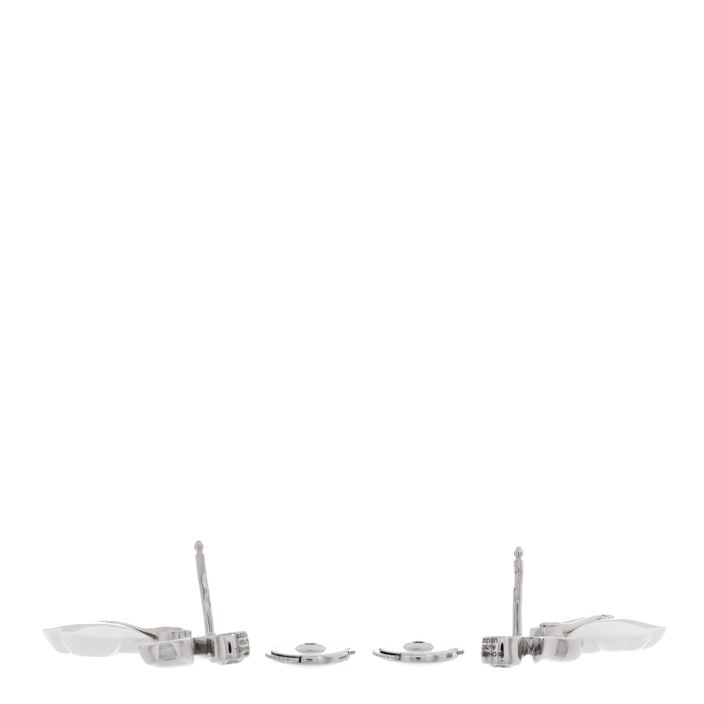 18K White Gold Diamond Ceramic Camellia Drop Earrings