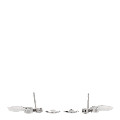 Chanel 18K White Gold Diamond Ceramic Camellia Drop Earrings 3 of 4