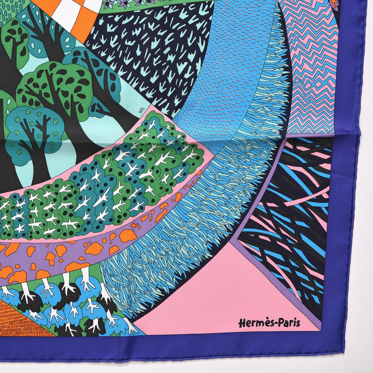 Silk A Travers Champs Scarf 90 Bleu Vert Rose