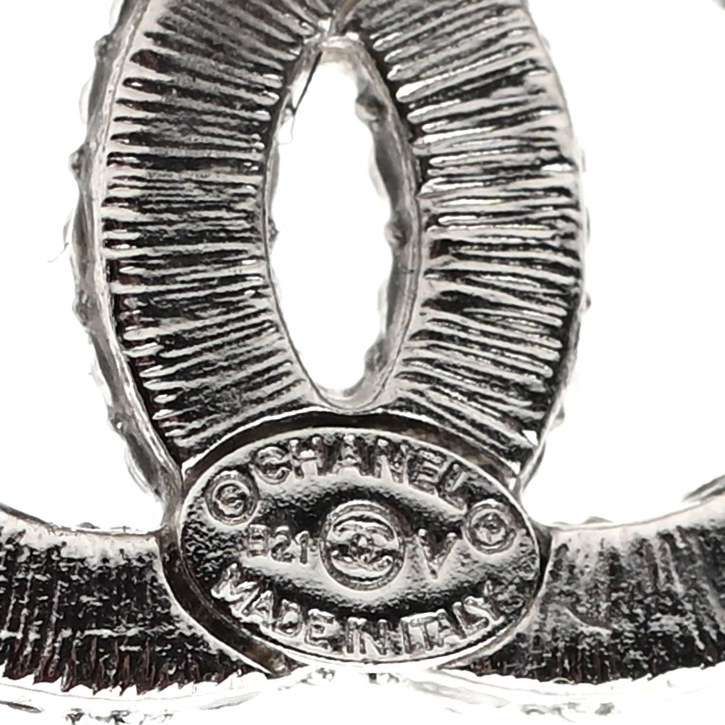Chanel Crystal CC Earrings Silver 4 of 5
