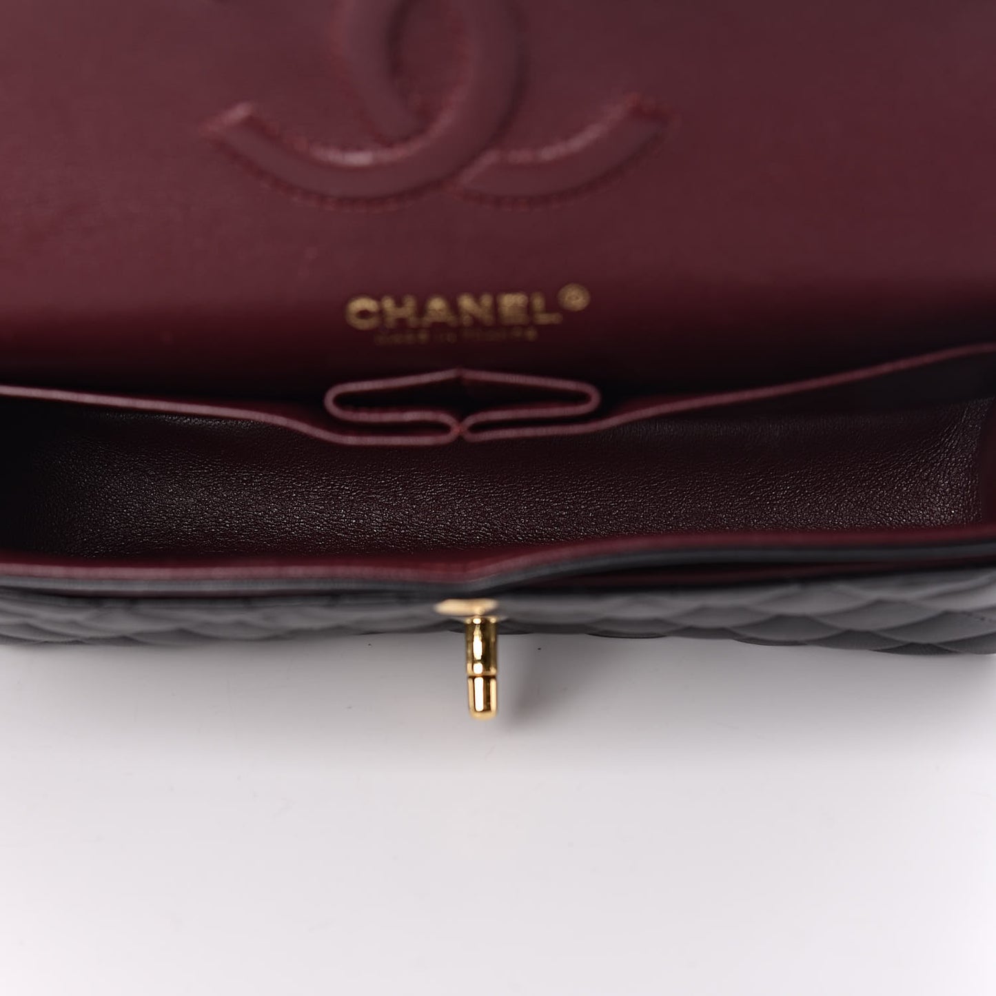 Lambskin Quilted Medium Double Flap Black