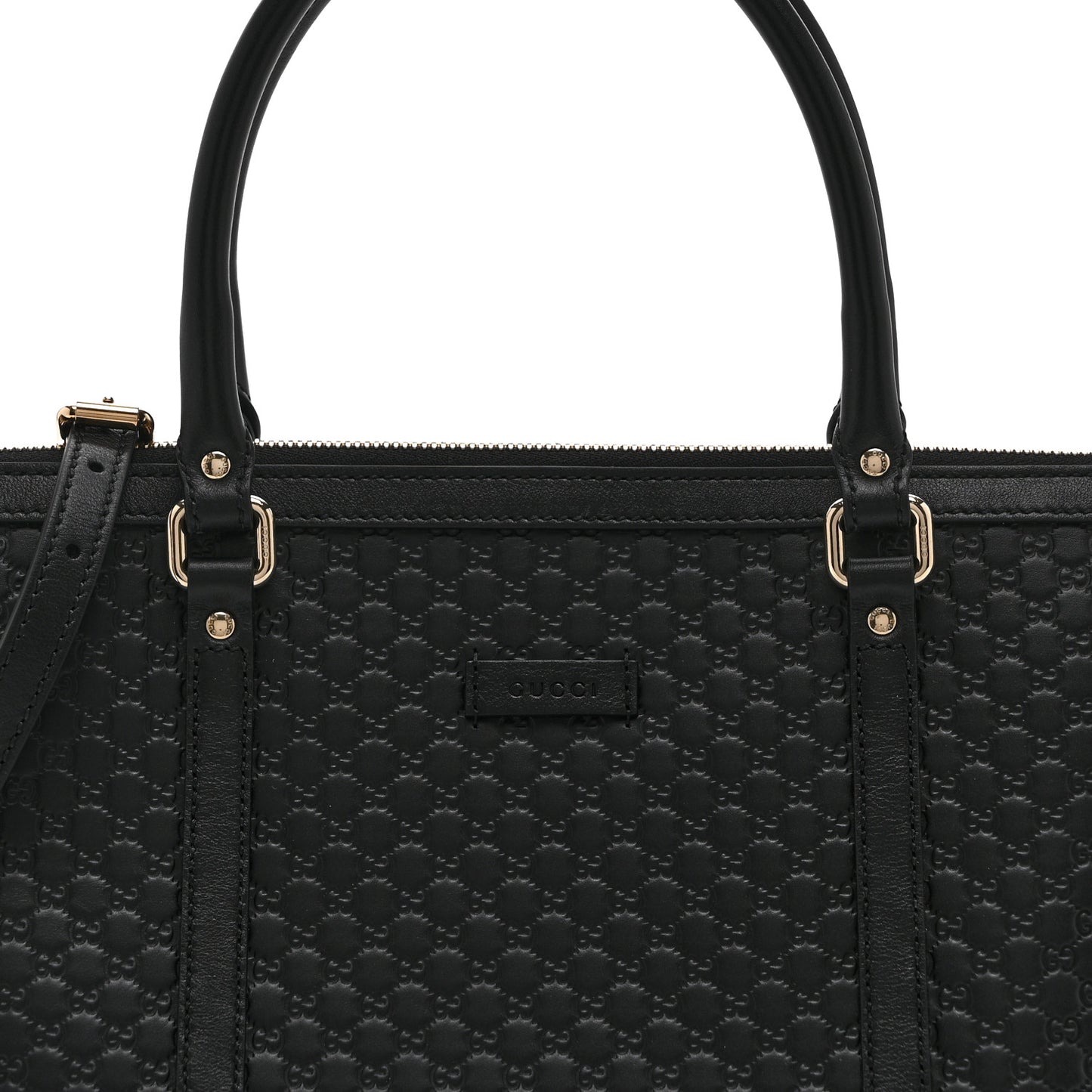 Soft Microguccissima Small Zippered Satchel Black