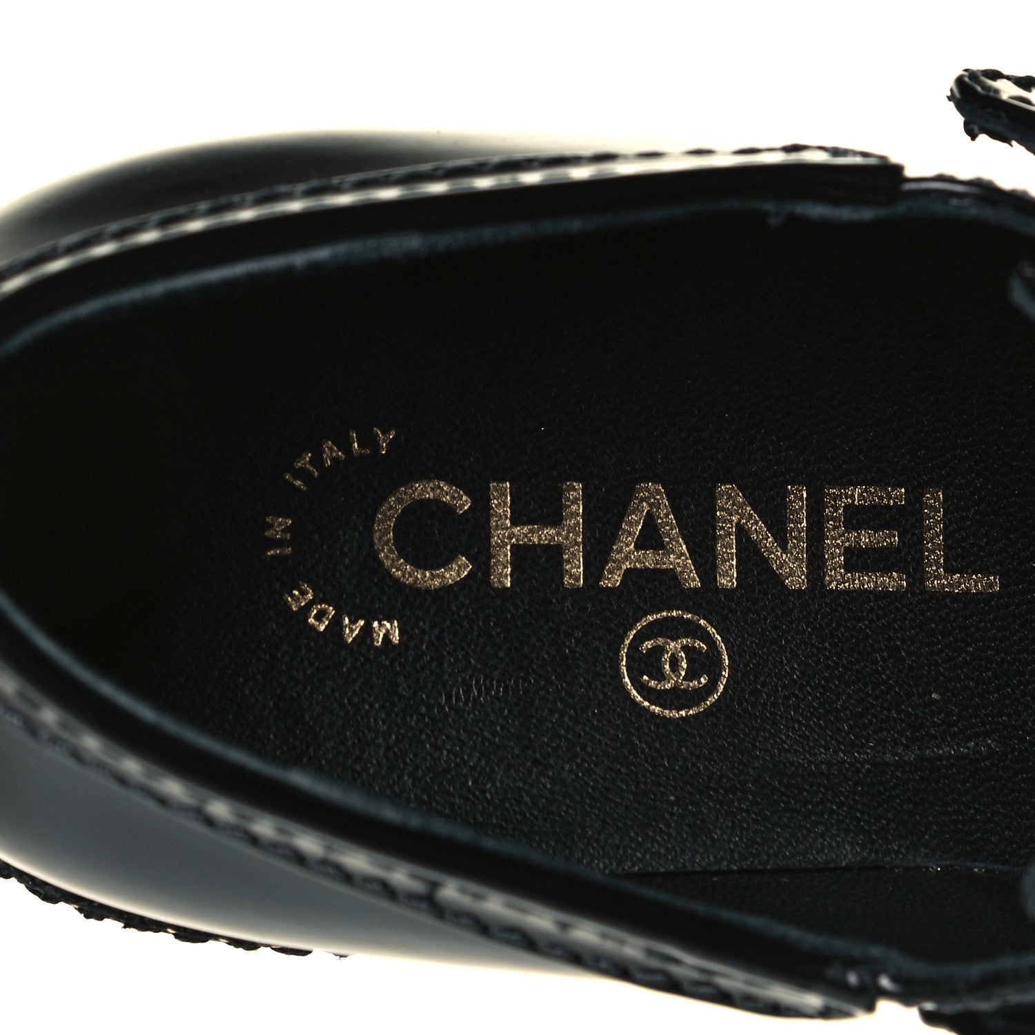 Chanel Shiny Calfskin Lace Up Platform Loafers 39 Black 7 of 8