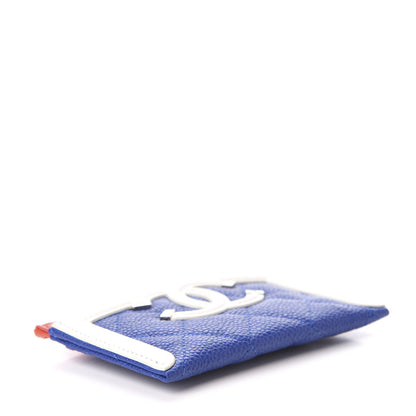 Chanel Caviar Quilted Filigree Card Holder Blue White Red 4 of 8