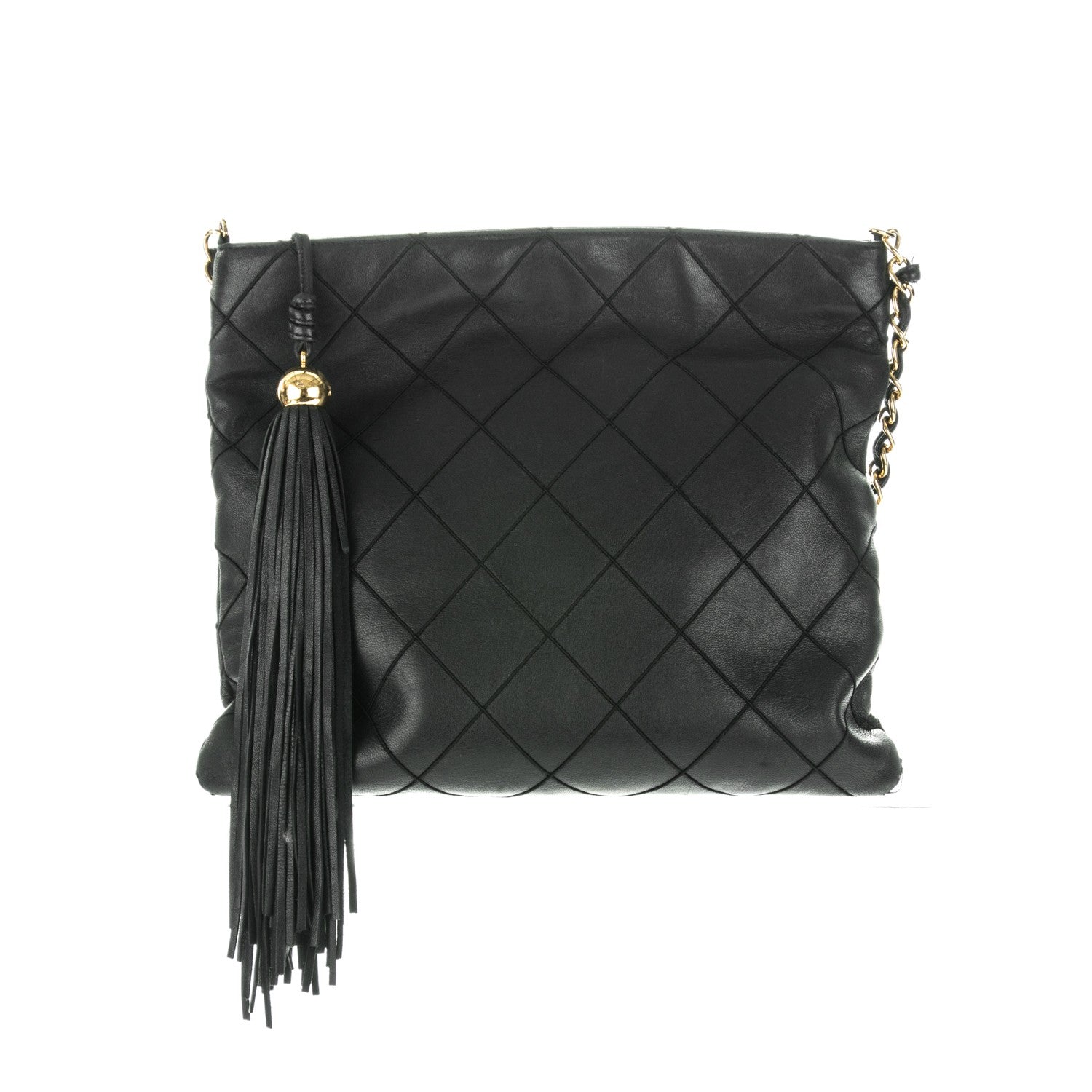 Chanel Lambskin Stitched Tassel Crossbody Black 1 of 11