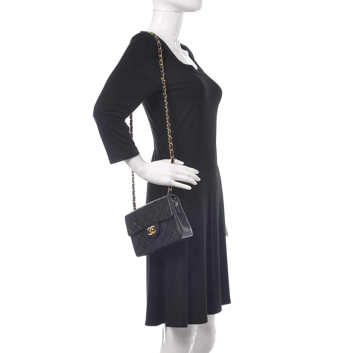 Lambskin Quilted Mini Square Flap Black