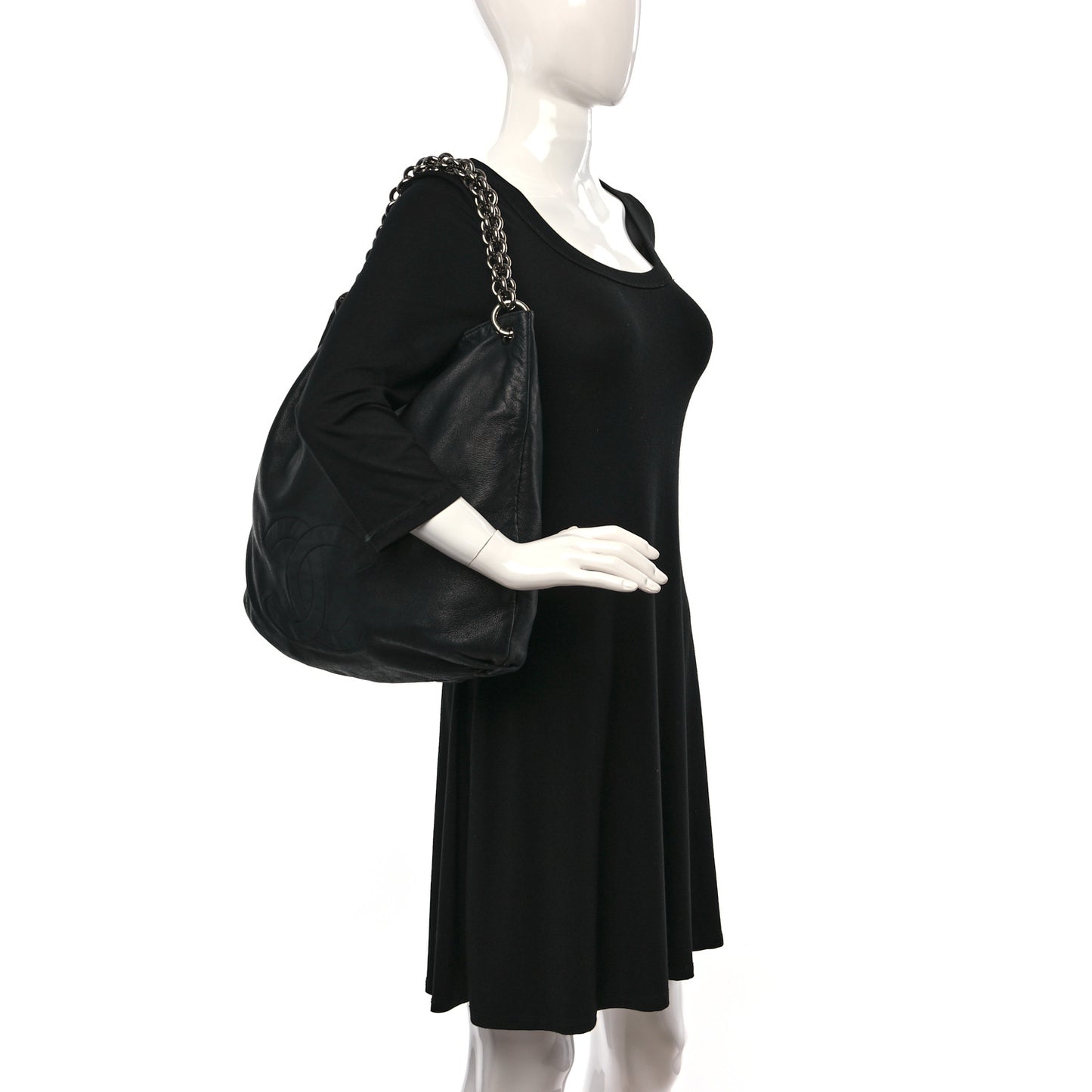 Lambskin Large Soft and Chain Hobo Black