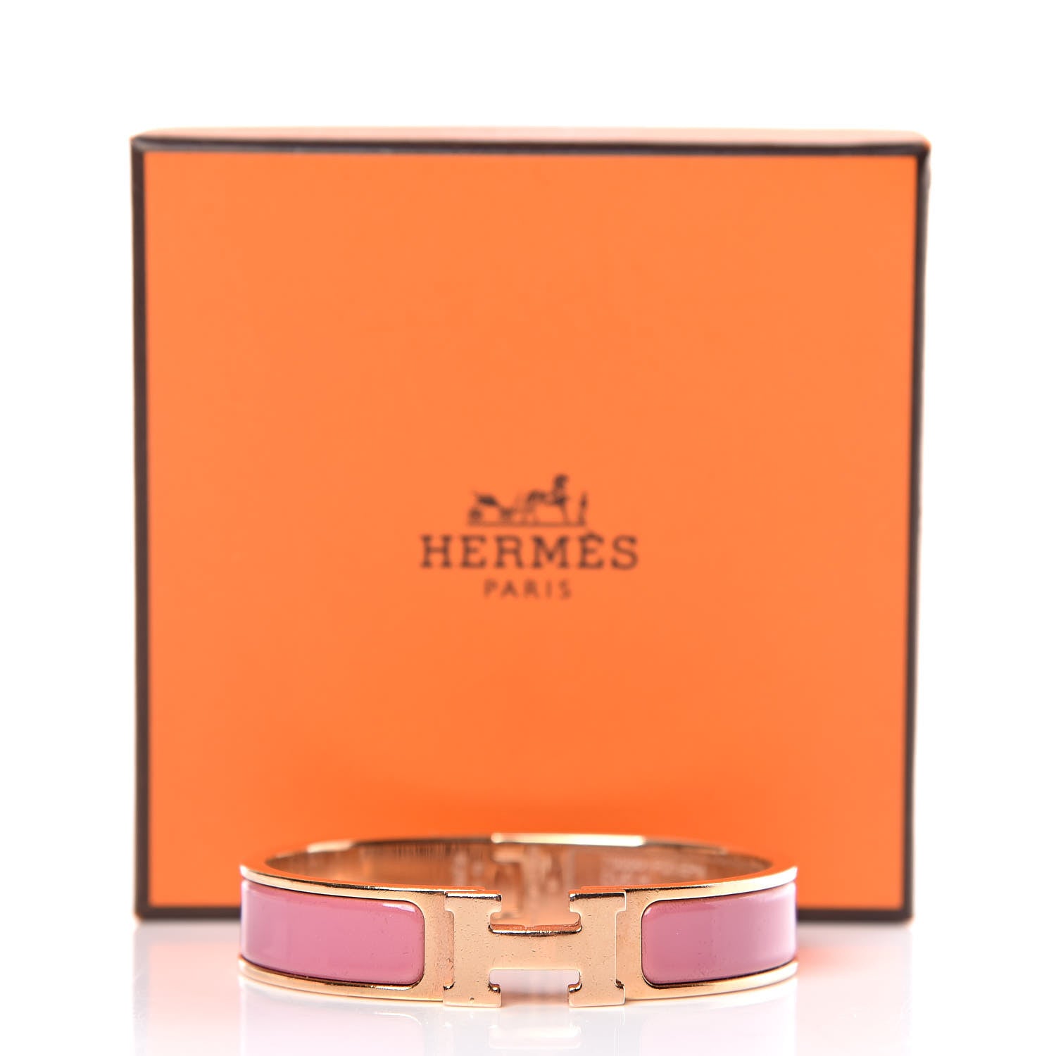Hermes Enamel Narrow Clic Clac H Bracelet PM Rose Velours 6 of 6