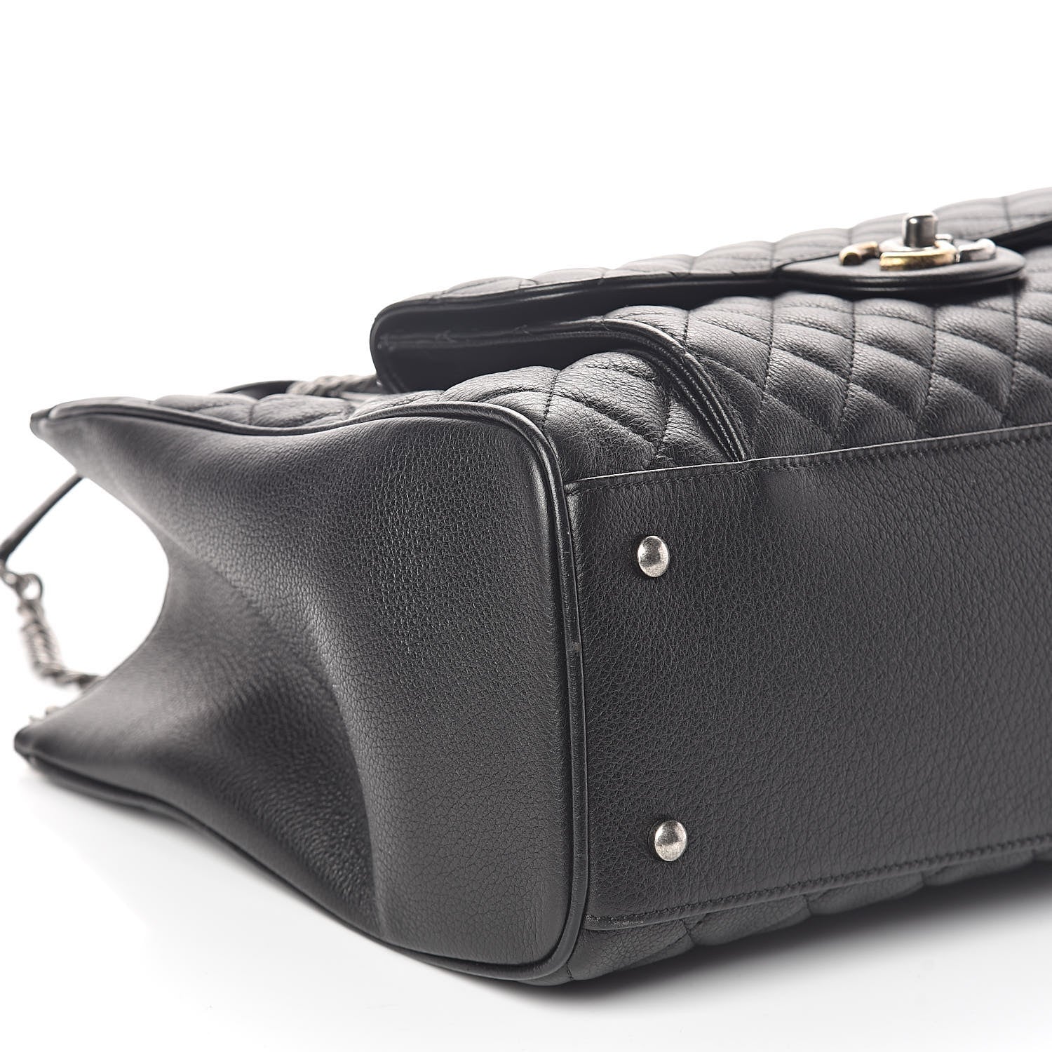 Chanel Metallic Grained Calfskin Quilted Large Casual Pocket Tote Black 9 of 10