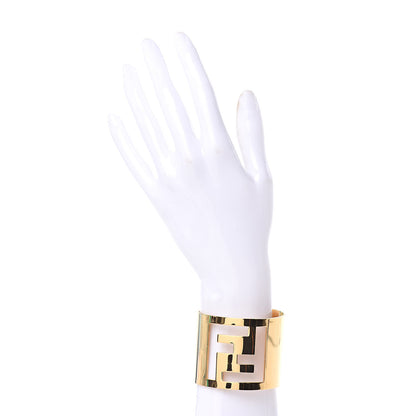 Fendi Metal FF Logo Cuff Bracelet Gold 2 of 4