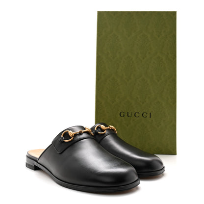 Gucci Jakarta Calfskin Mens Horsebit Slippers 7 Black 10 of 10