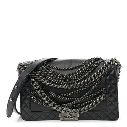 Chanel Calfskin Enchained New Medium Boy Flap Black 1 of 12