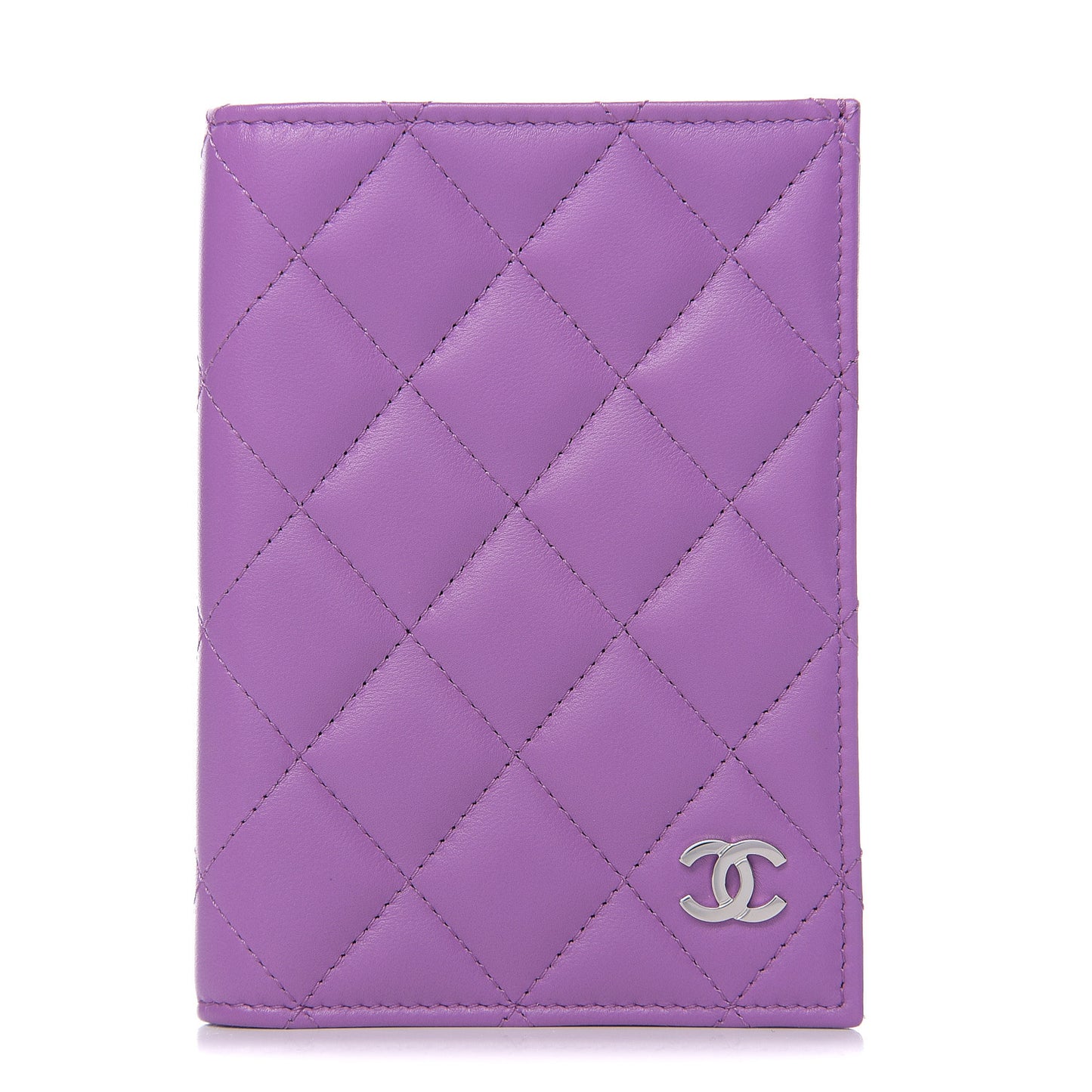 Lambskin Quilted Passport Holder Purple
