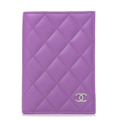 Chanel Lambskin Quilted Passport Holder Purple 1 of 7