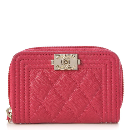 Chanel Caviar Quilted Boy Zip Around Coin Purse Wallet Fuchsia 1 of 15