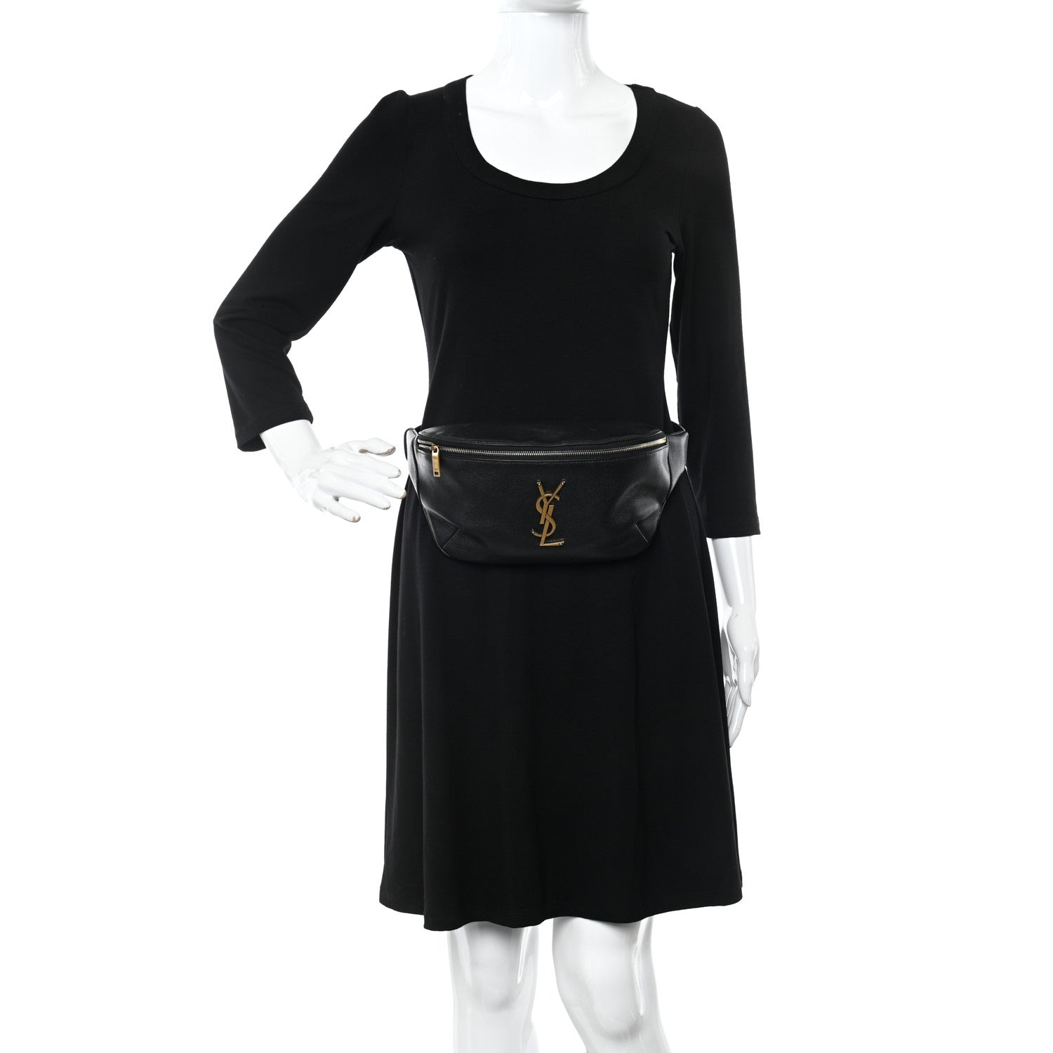 Saint Laurent Grain De Poudre Monogram Belt Bag Black 2 of 11