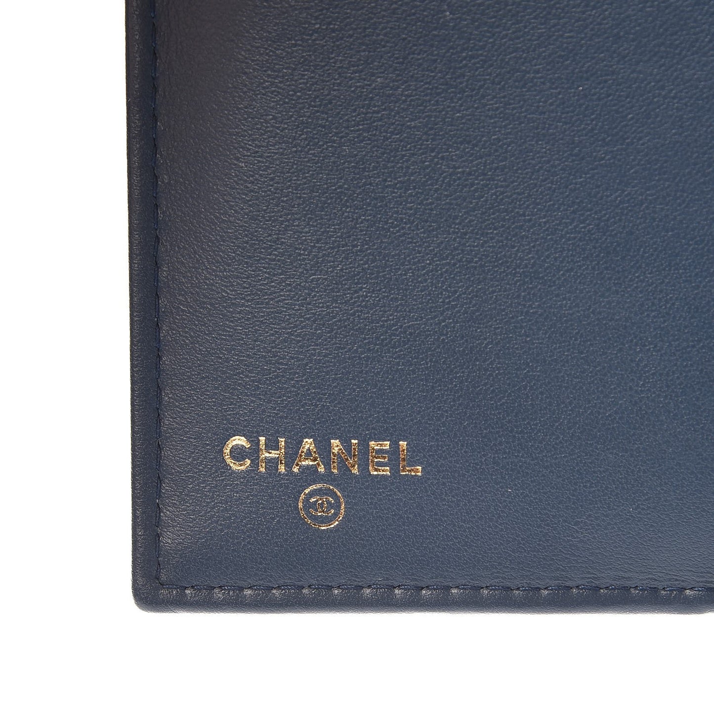 Metallic Caviar Quilted Medium Flap Wallet Dark Blue