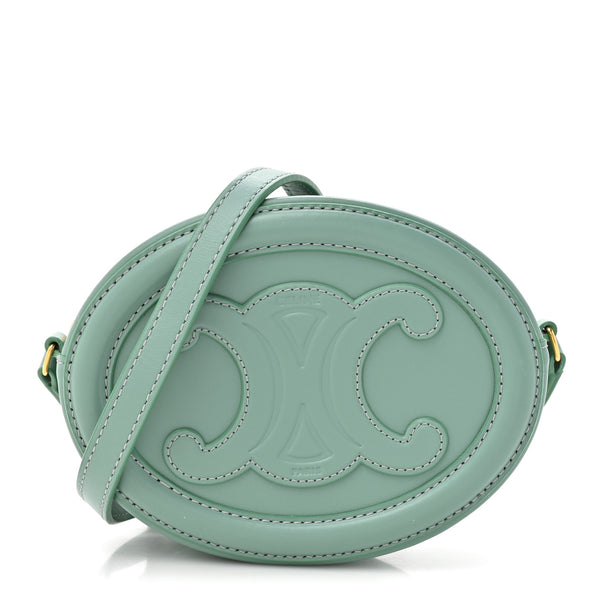【mint32922】CELINE Celine Smooth Calfskin Cuir Small Triomphe Oval Crossbody Purse