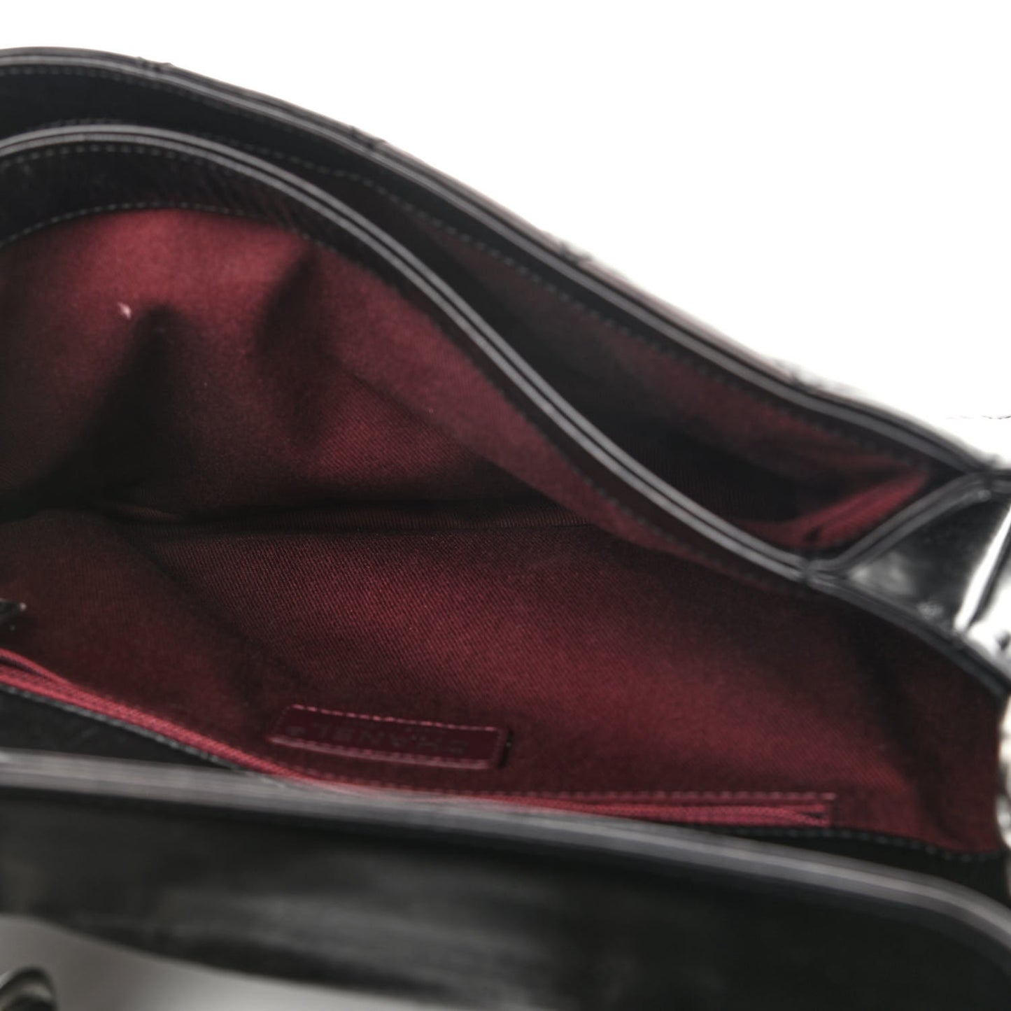 Glazed Calfskin Quilted Large Perfect Edge Flap Black