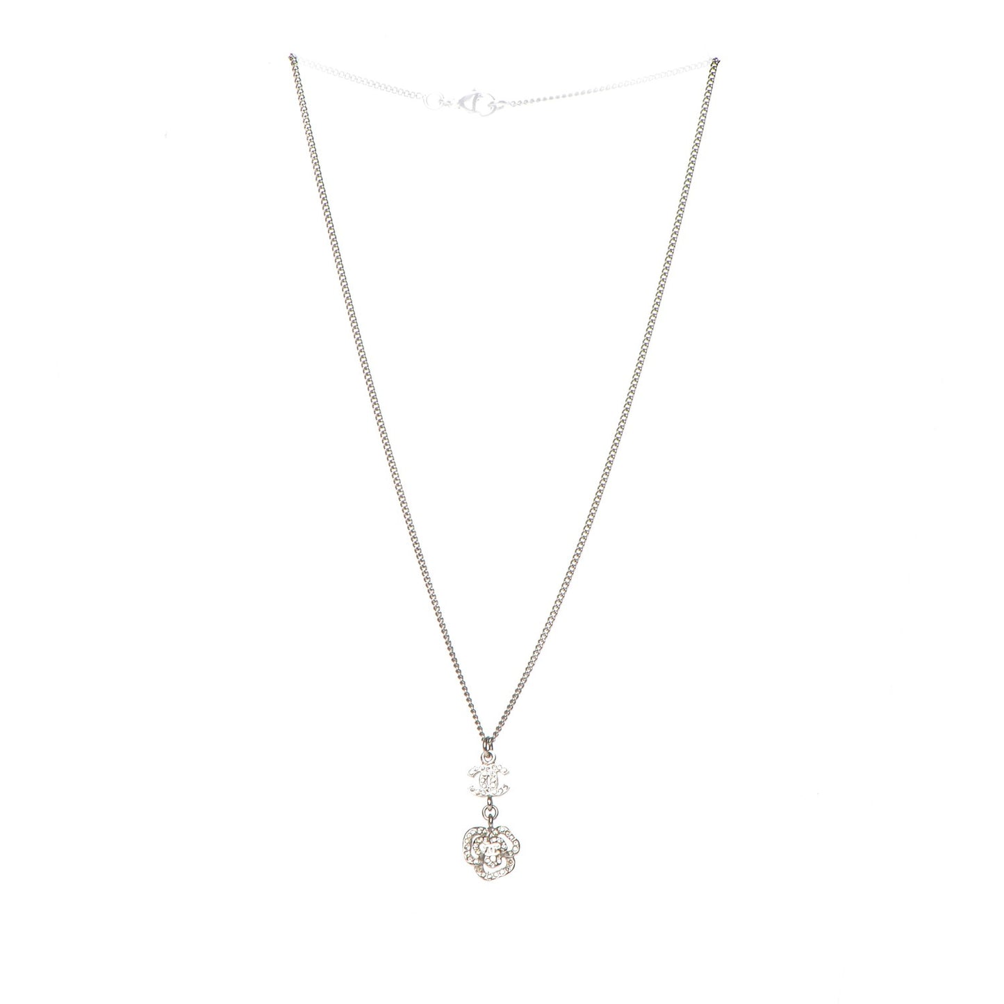 Crystal CC Camellia Necklace Silver