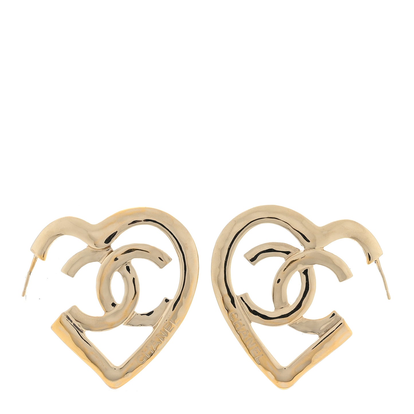 Metal CC Heart Coco In Love Hoop Earrings Gold