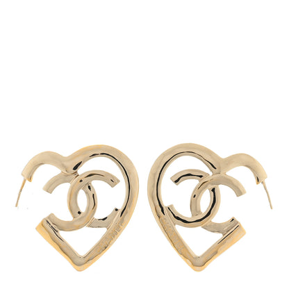 Chanel Metal CC Heart Coco In Love Hoop Earrings Gold 1 of 4