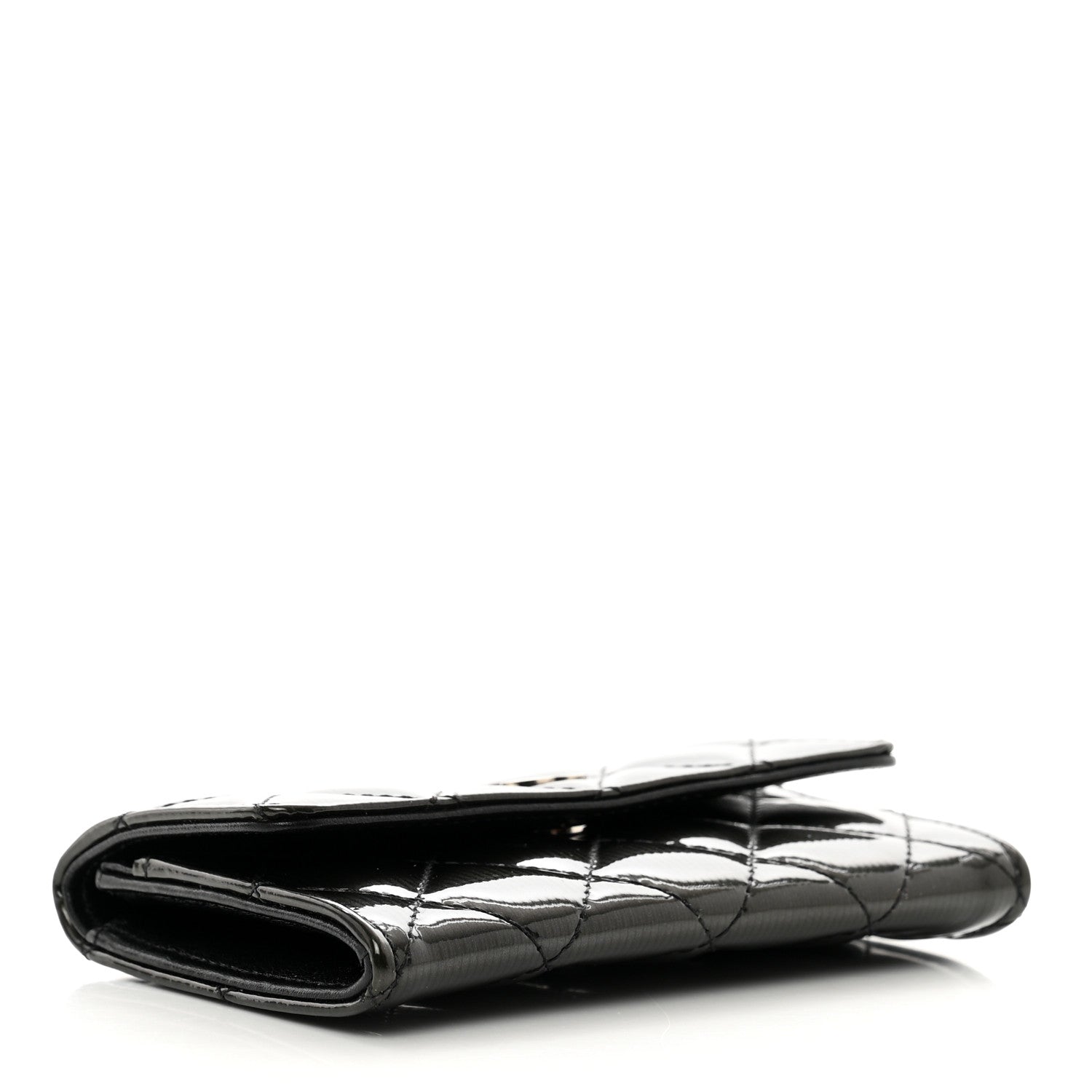 Chanel Striated Patent Quilted Card Holder Black 4 of 9