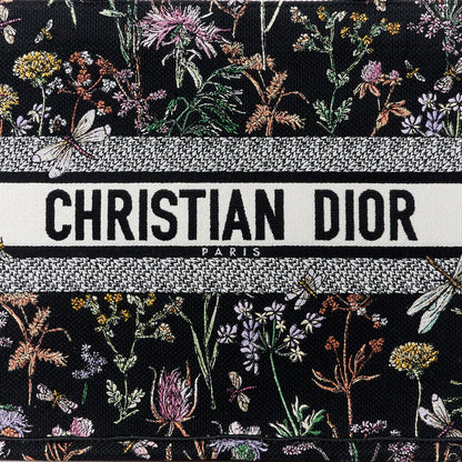 Christian Dior Canvas Embroidered Medium Herbarium Book Tote Black Multicolor 8 of 11