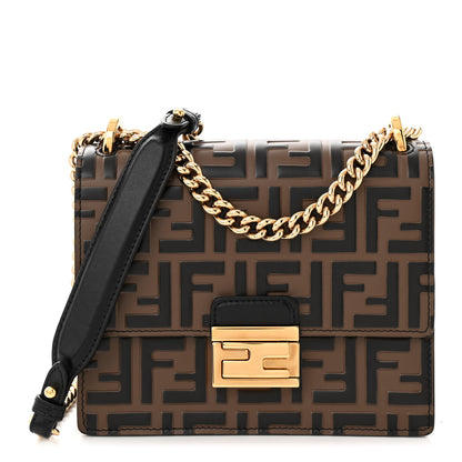 Fendi Vitello Liberty Bi-Color FF 1974 Embossed Small Kan U Shoulder Bag Maya Black 1 of 11