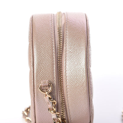 Chanel Iridescent Caviar Quilted Round Clutch With Chain Beige 8 of 9