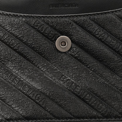 Balenciaga Shiny Goatskin Logo Embossed Monochrome BB Wallet On Chain Black 9 of 9