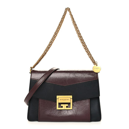 Givenchy Crinkled Patent Lambskin Small GV3 Shoulder Bag Black Burgundy 2 of 15
