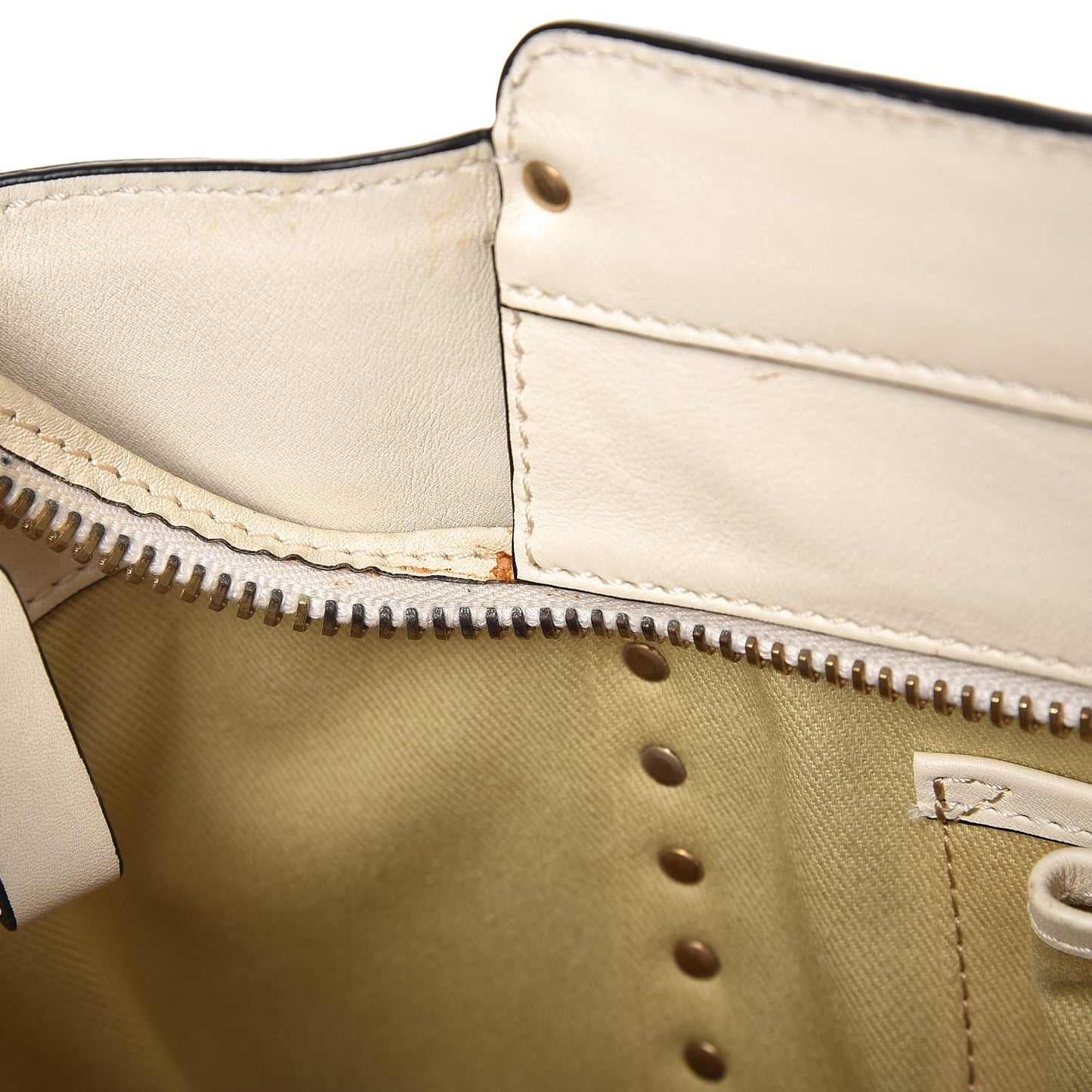 Vitello Rockstud Double Handle Tote Ivory