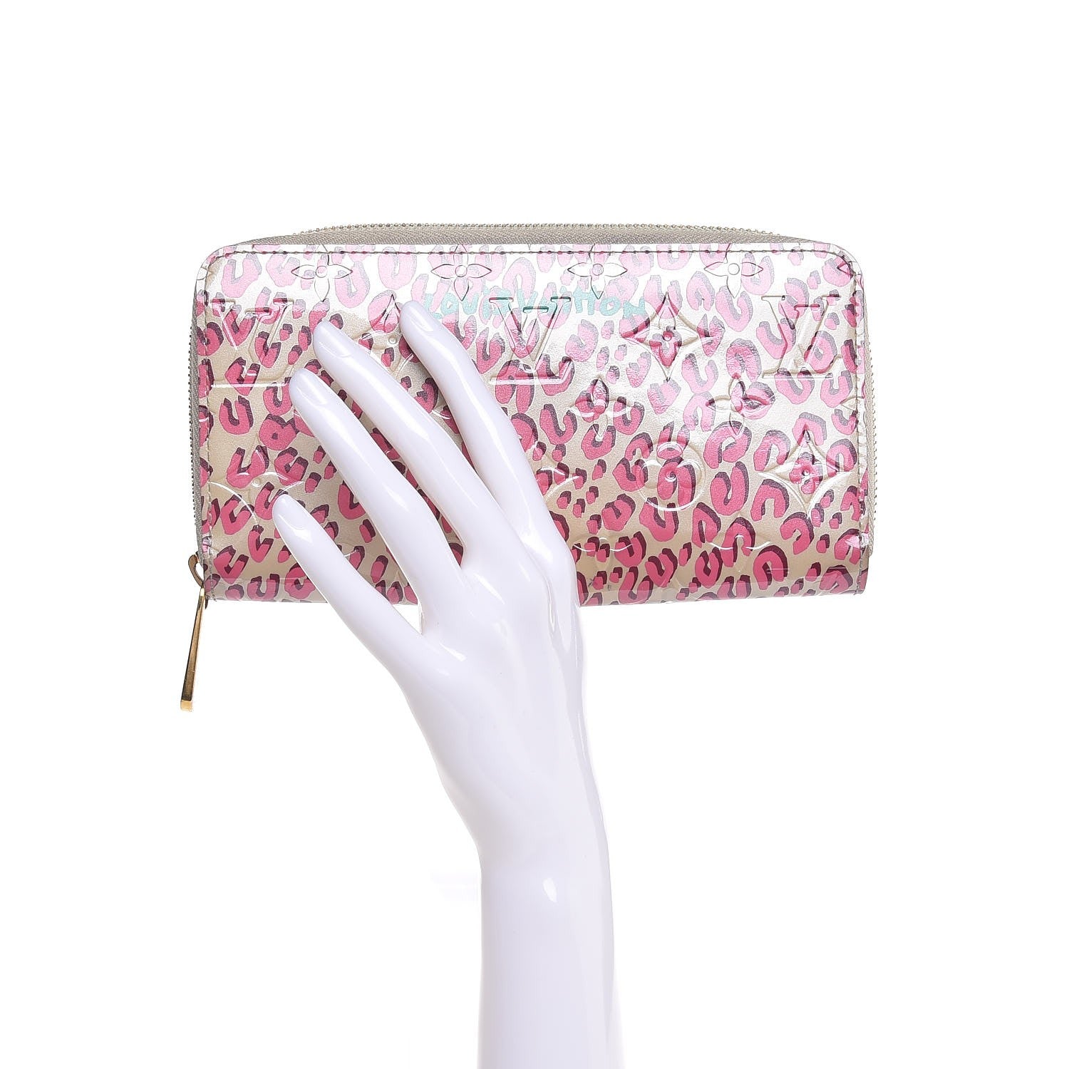 Louis Vuitton Vernis Leopard Zippy Wallet Blanc Corail 2 of 7