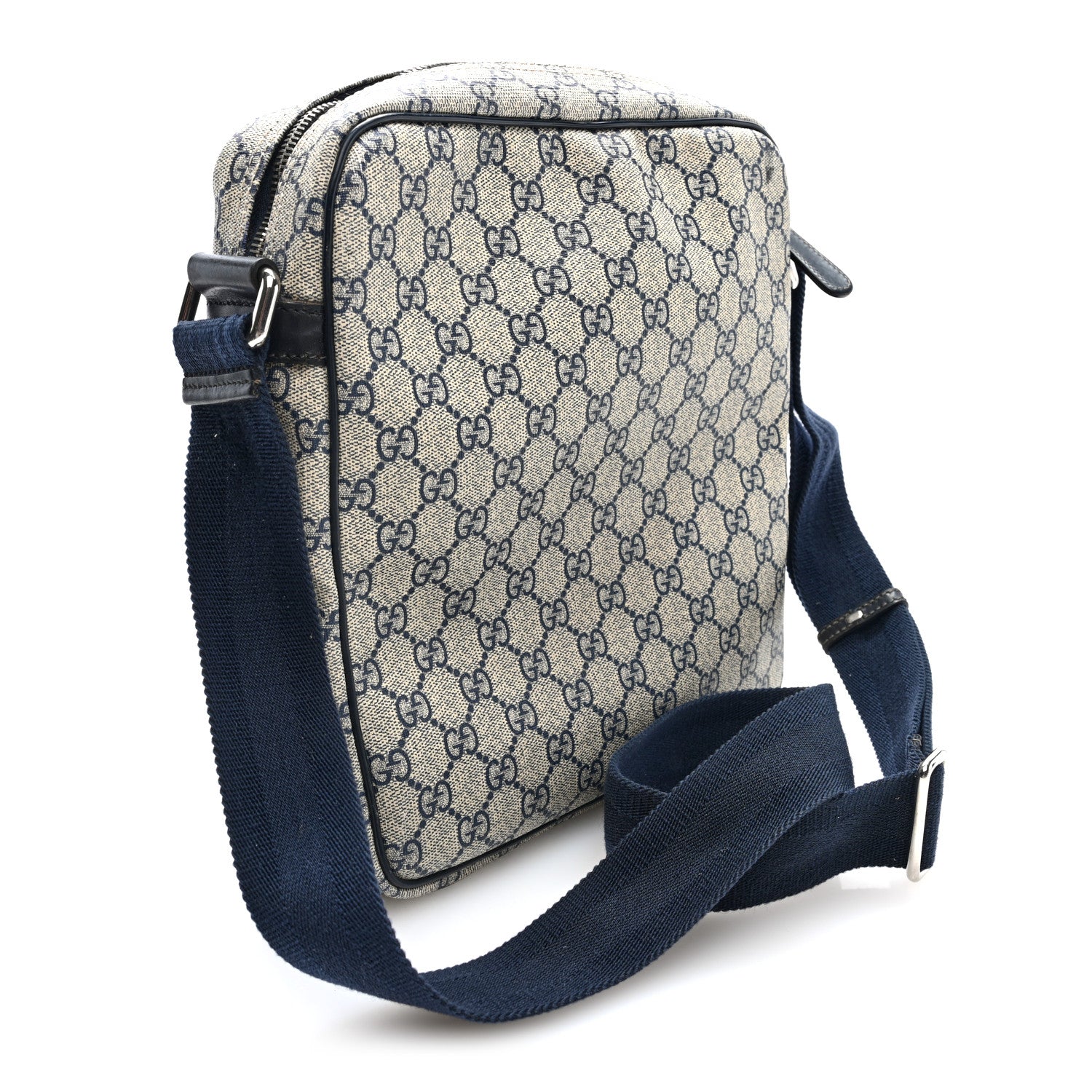 Gucci GG Plus Monogram Selleria Calfskin Medium Messenger Bag Beige Blue 2 of 9